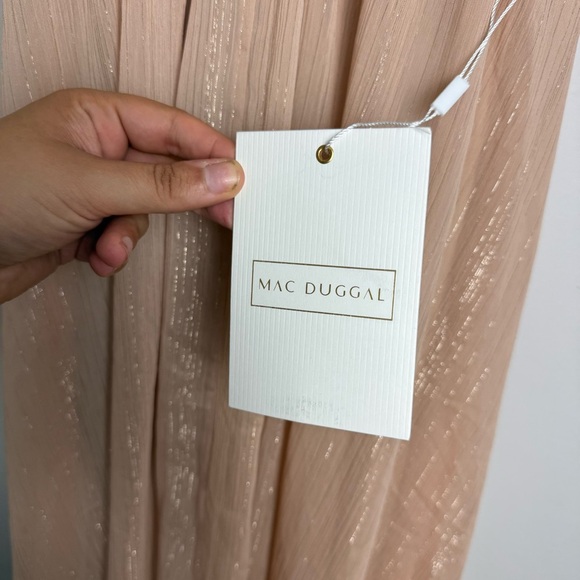 Mac Duggal Nude Beige Formal Floor Length Halter Chain Neck Dress 55822 Size 2 - Picture 11 of 14